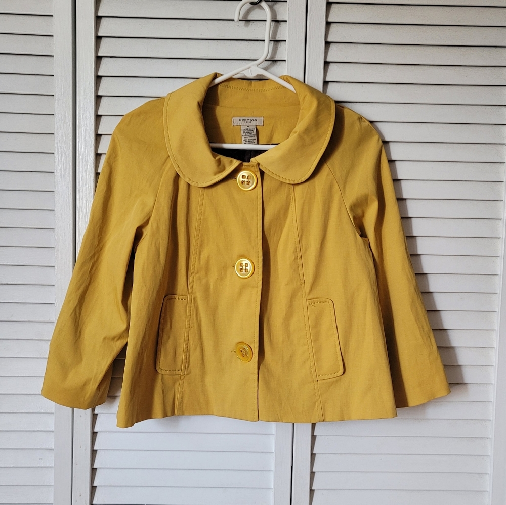 VERTIGO PARIS Mustard Yellow Cropped Jacket, Size M